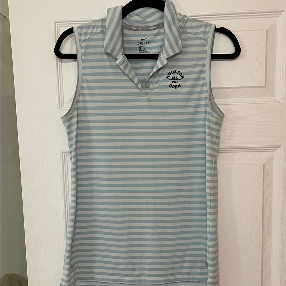 LIKE NEW Nike Light Blue and White Striped Golf Polo